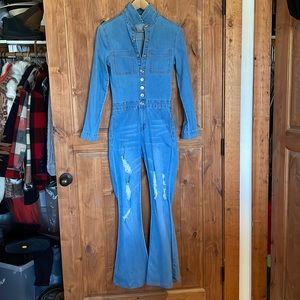 70’s vibe denim jumpsuit